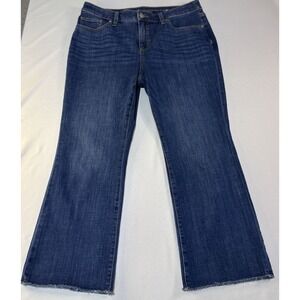Chicos So Slimming Girlfriend Kick Flare Jeans Size 1 Mid Rise Stretch Med Wash